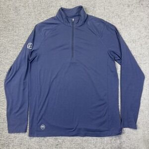 Travis Mathew Pullover Mens Large Blue 1/2‎ Zip Heathered Long Sleeve Golf Shirt